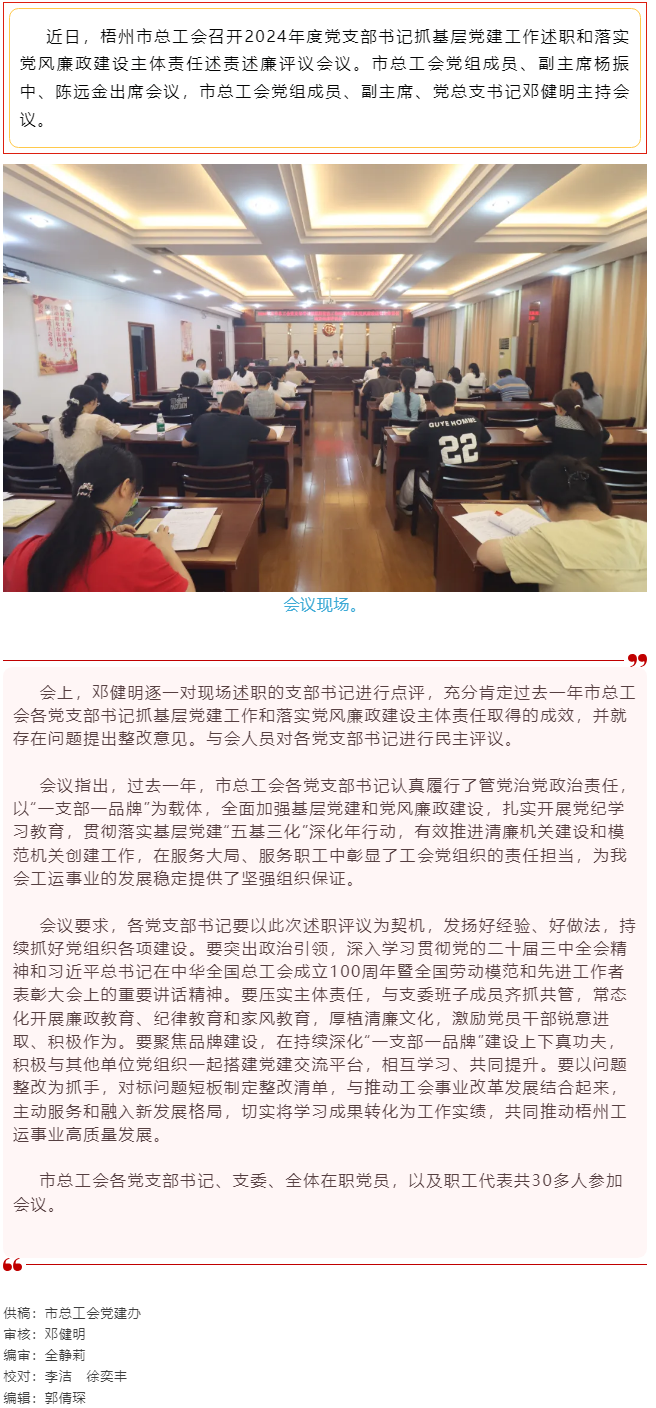 破除問題促實(shí)干，繼往開來再啟航｜市總工會(huì)召開2024年度黨支部書記抓基層黨建工作述職和落實(shí)黨風(fēng)廉政建.png